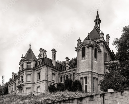 Classic french castle in Paris region, touristic landmark