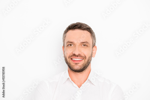 Cheerful smiling happy guy isolated on white background
