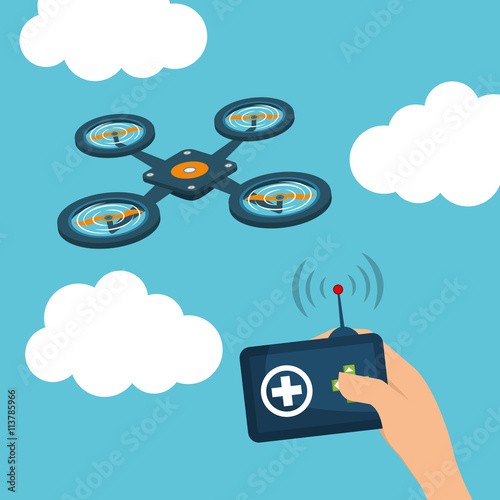 Helicopter drone design. technology icon, vector graphic