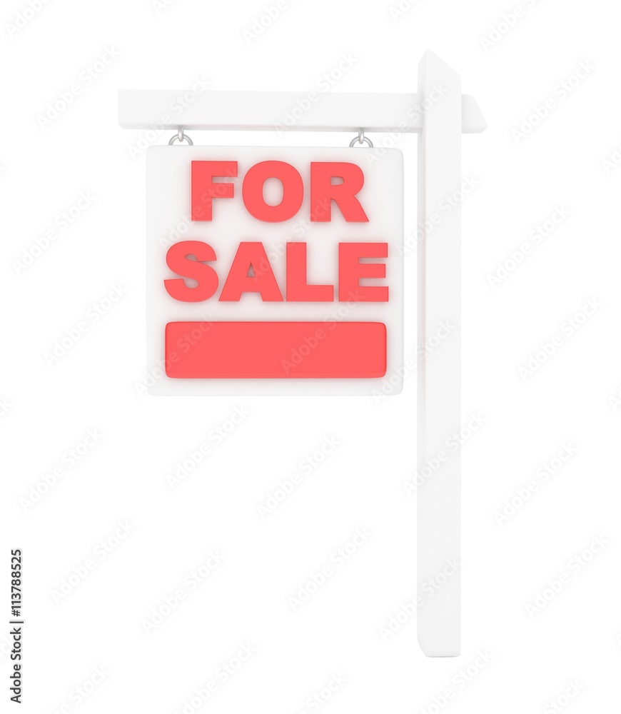 For rent sign lease real estate on white background. 3D rendering. For rent sign lease real estate on white background. 3D rendering.