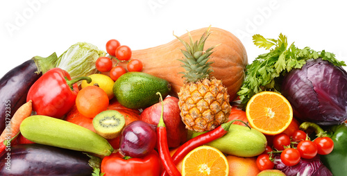 fruit and vegetable isolated on white background © alinamd
