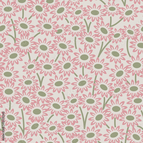 Seamless background image of garden vintage pink daisy flower. 