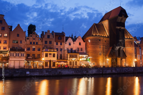 The Crane in Old Town of Gdansk at Dusk