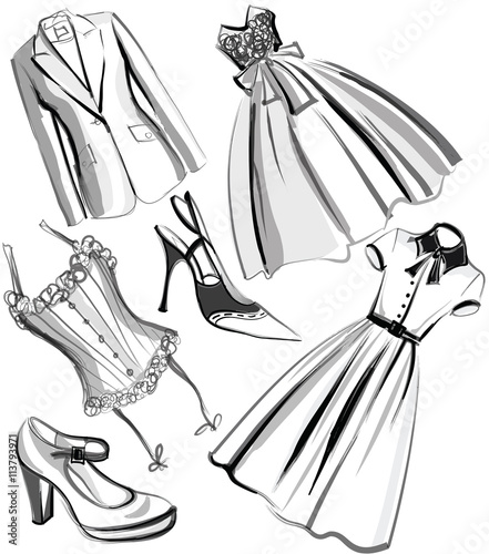 Set of clothes and shoes from the fifties