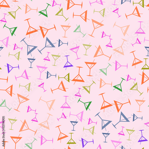 Tropical coctail colorfull on light pink seamless pattern