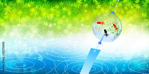 風鈴　もみじ　風景　背景