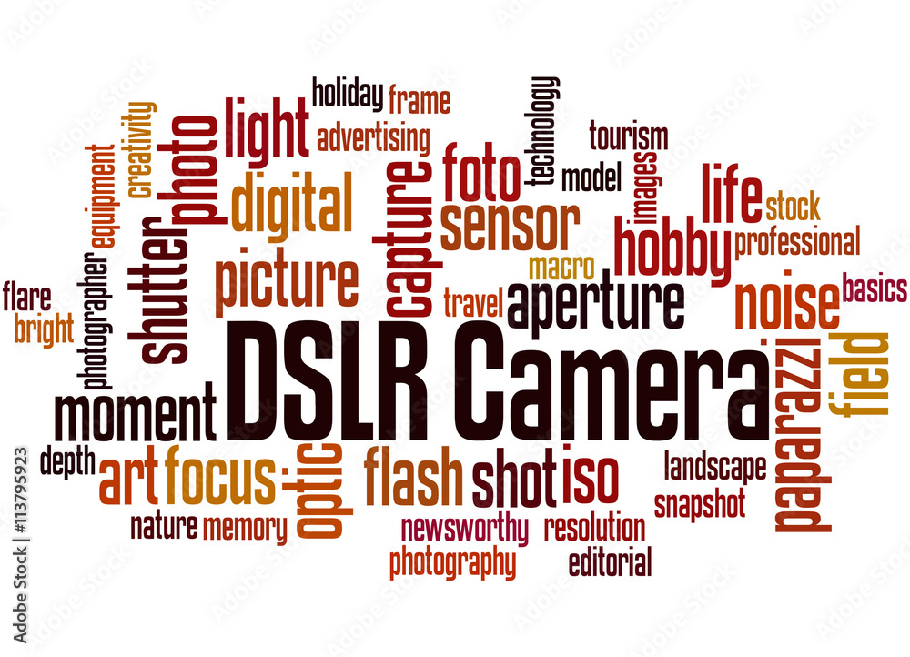 DSLR Camera, word cloud concept 2 DSLR Camera, word cloud concept 2