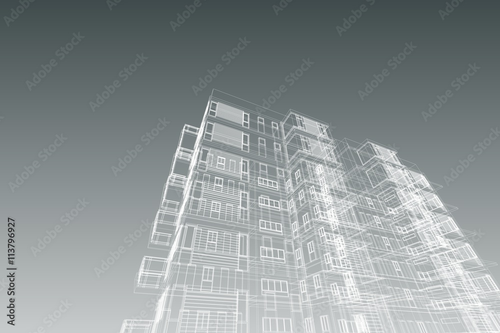 Fototapeta premium architecture abstract, 3d illustration