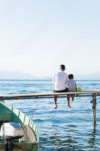 Father and son fishing