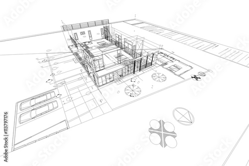 architecture abstract, 3d illustration