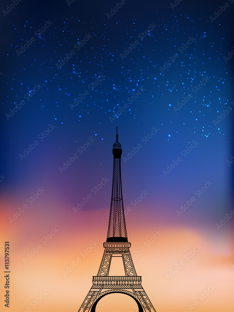 The Eiffel Tower at night 