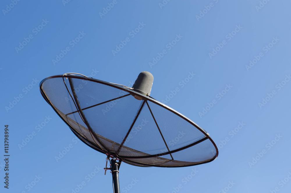 Satellite dish with blue sky