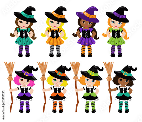 Halloween Cute Witches set