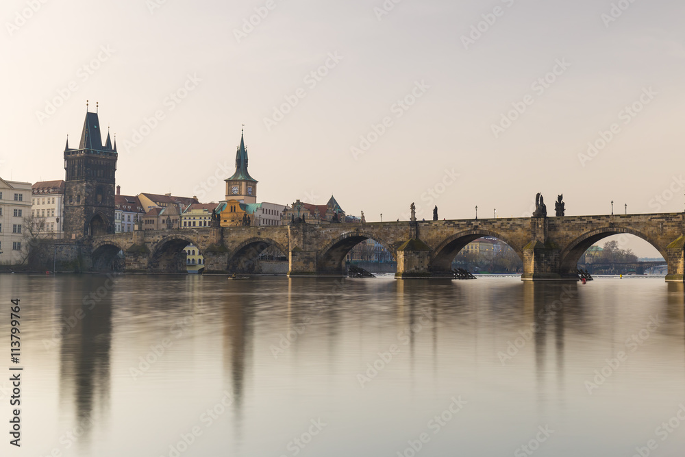 Charles bridge with Vltava river, Prague, Czech Republic