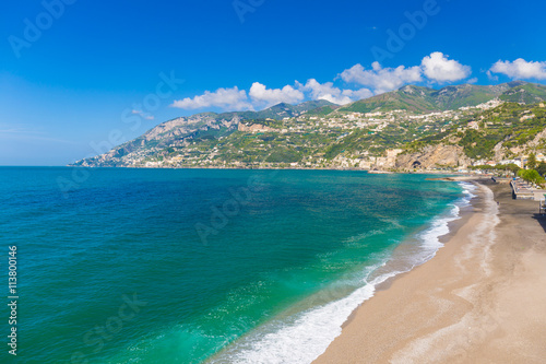 Beach of Maiori town, Amalfi coast, Campagnia region, Italy