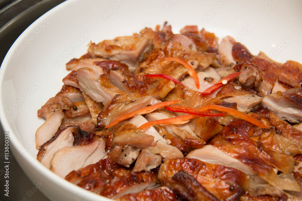 Grilled chicken on dish Grilled chicken on dish