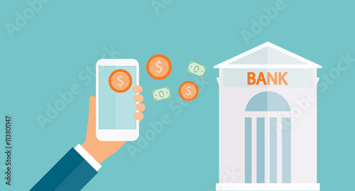 business money transfer  on  mobile and business  mobile banking concept