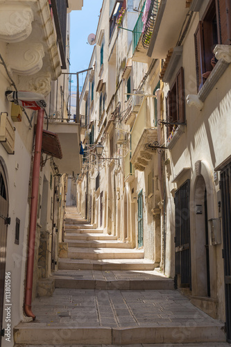 Romantic streets of Vieste old town, Gargano Peninsula, Apulia, South of Italy