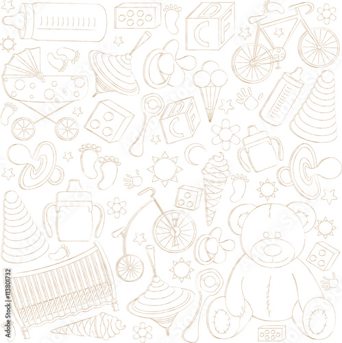 children's toys and accessories on a white background