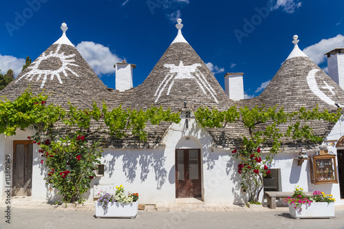 Beautiful town of Alberobello with trulli houses, main turistic district, Apulia region, Southern Italy photo
