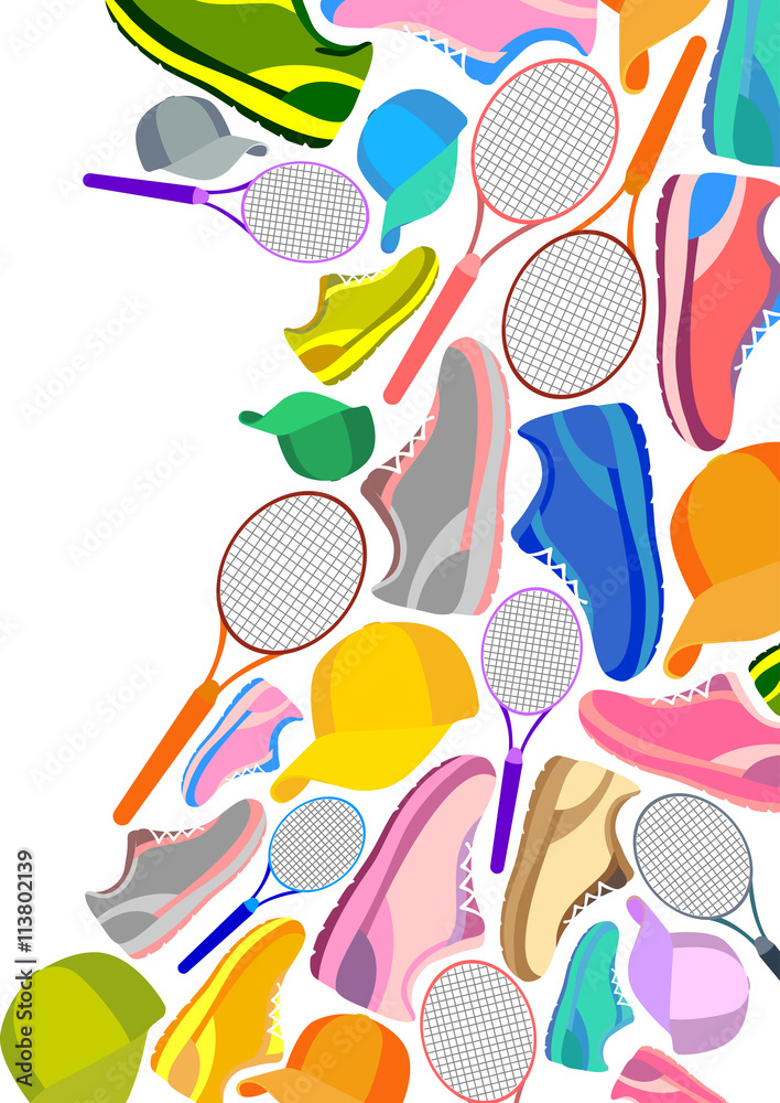 Template design of sportswear and accessories of Tennis