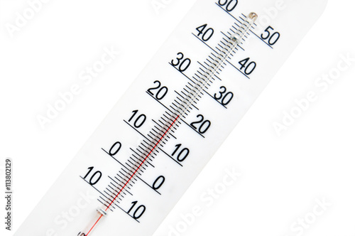 The street thermometer on the white