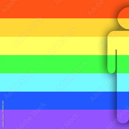 Man silhouette on rainbow background