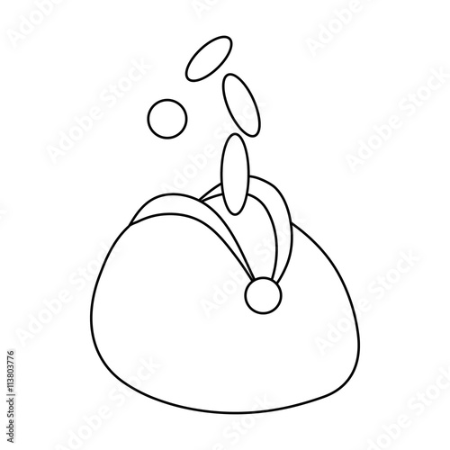 Coins falling in retro purse icon, outline style