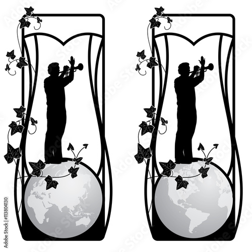 set of vector frame with trumpeter