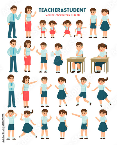 Teachers and students  Vector illustration.