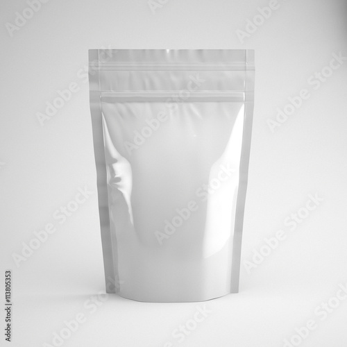 Blank foil bag on neutral background