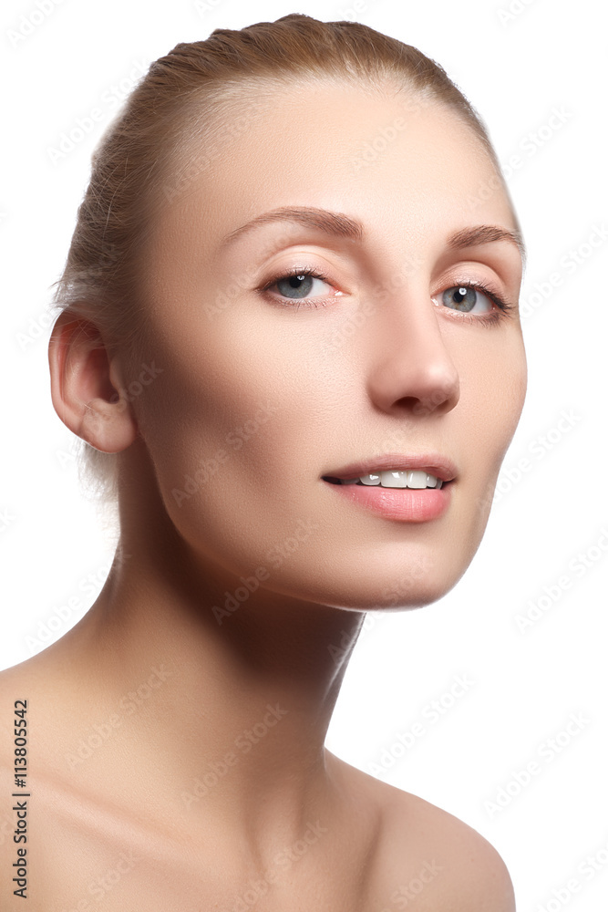 Beautiful face of young woman with clean fresh skin