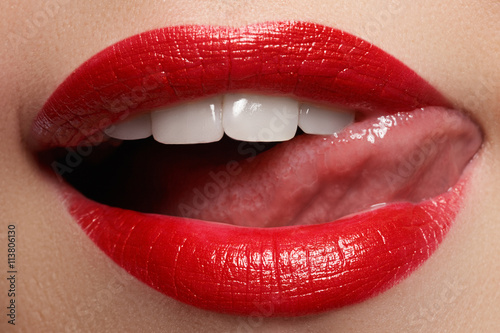 Passionate red lips,macro photography