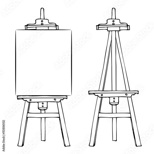 Wooden easel and canvas