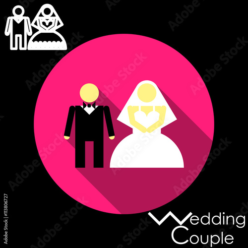 Wedding. Bride and groom icon. Vector illustration