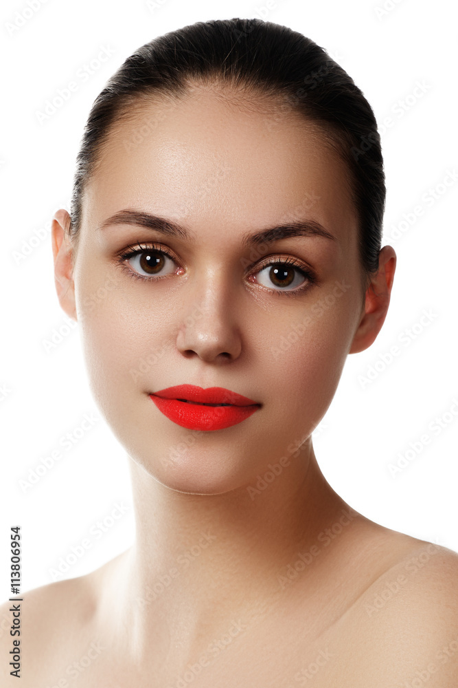 Beauty model girl with perfect make-up isolated over white Beauty model girl with perfect make-up isolated over white