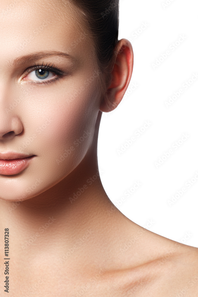 Fototapeta premium Beauty woman face portrait. Spa model girl with perfect fresh clean skin