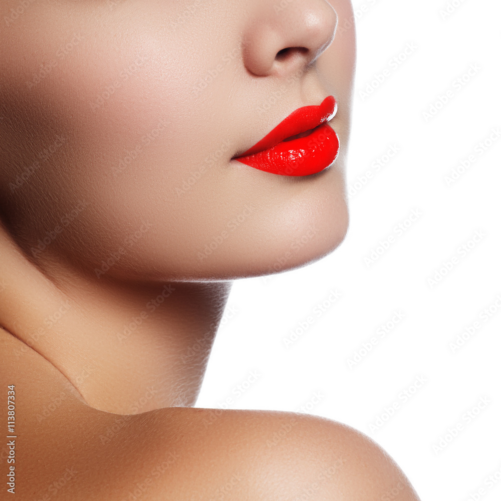 Beauty model girl with perfect make-up isolated over white background Beauty model girl with perfect make-up isolated over white background