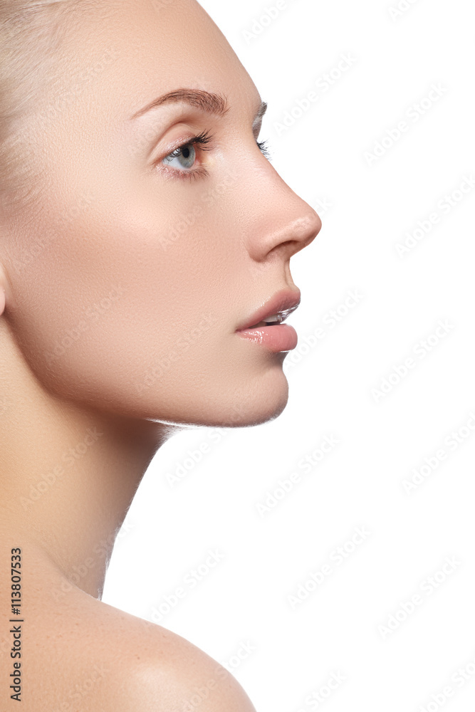 Beautiful face with clean fresh skin. Portrait young woman Beautiful face with clean fresh skin. Portrait young woman