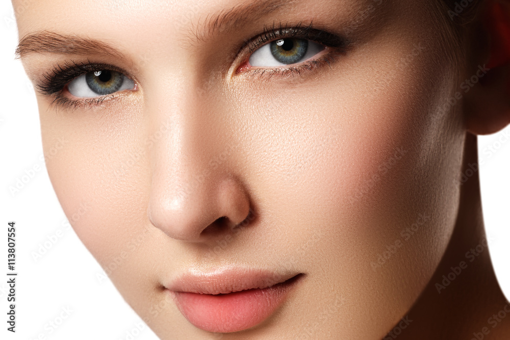 Make-up & cosmetics. Closeup portrait of beautiful woman model