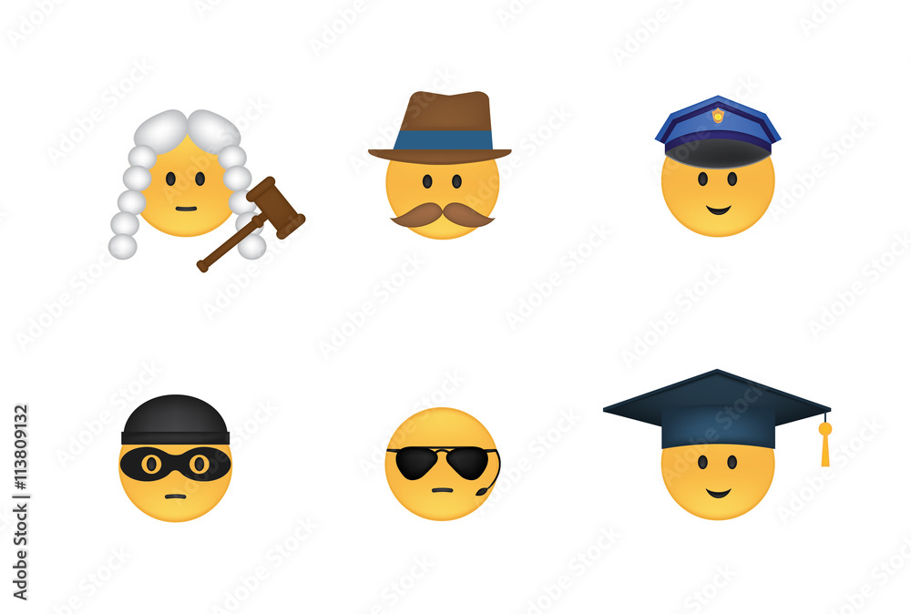 Set of justice emoticon vector isolated on white background. Emoji vector. Smile icon set. Emoticon icon web. Set of justice emoticon vector isolated on white background. Emoji vector. Smile icon set. Emoticon icon web.