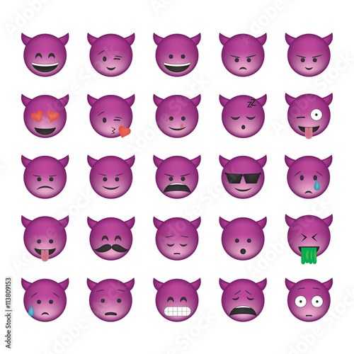 Set of devil emoticon vector isolated on white background. Emoji vector. Smile icon set. Emoticon icon web.