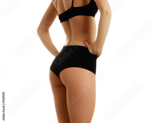 Beautiful slim female body. Voluptuous woman's shape with clean skin