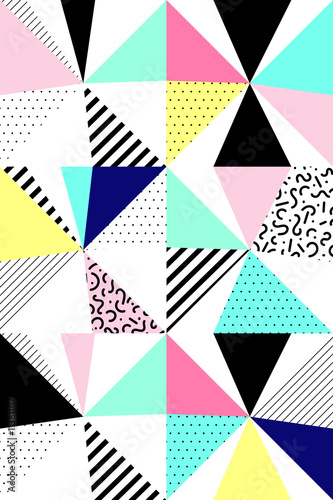 Vector seamless geometric pattern. Memphis Style. Abstract 80s.