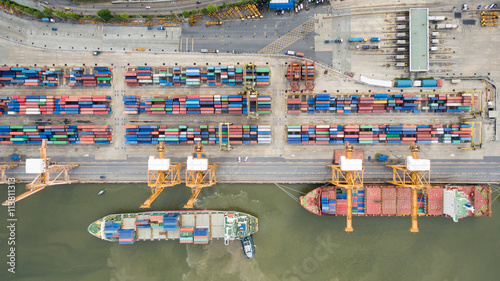 Aerial view of Industrial shipping port in Thailand © WS Films