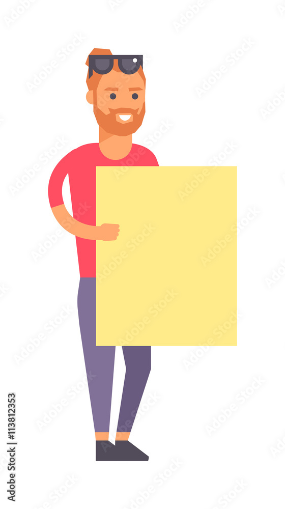 Boy and banner vector illustration. Boy and banner vector illustration.