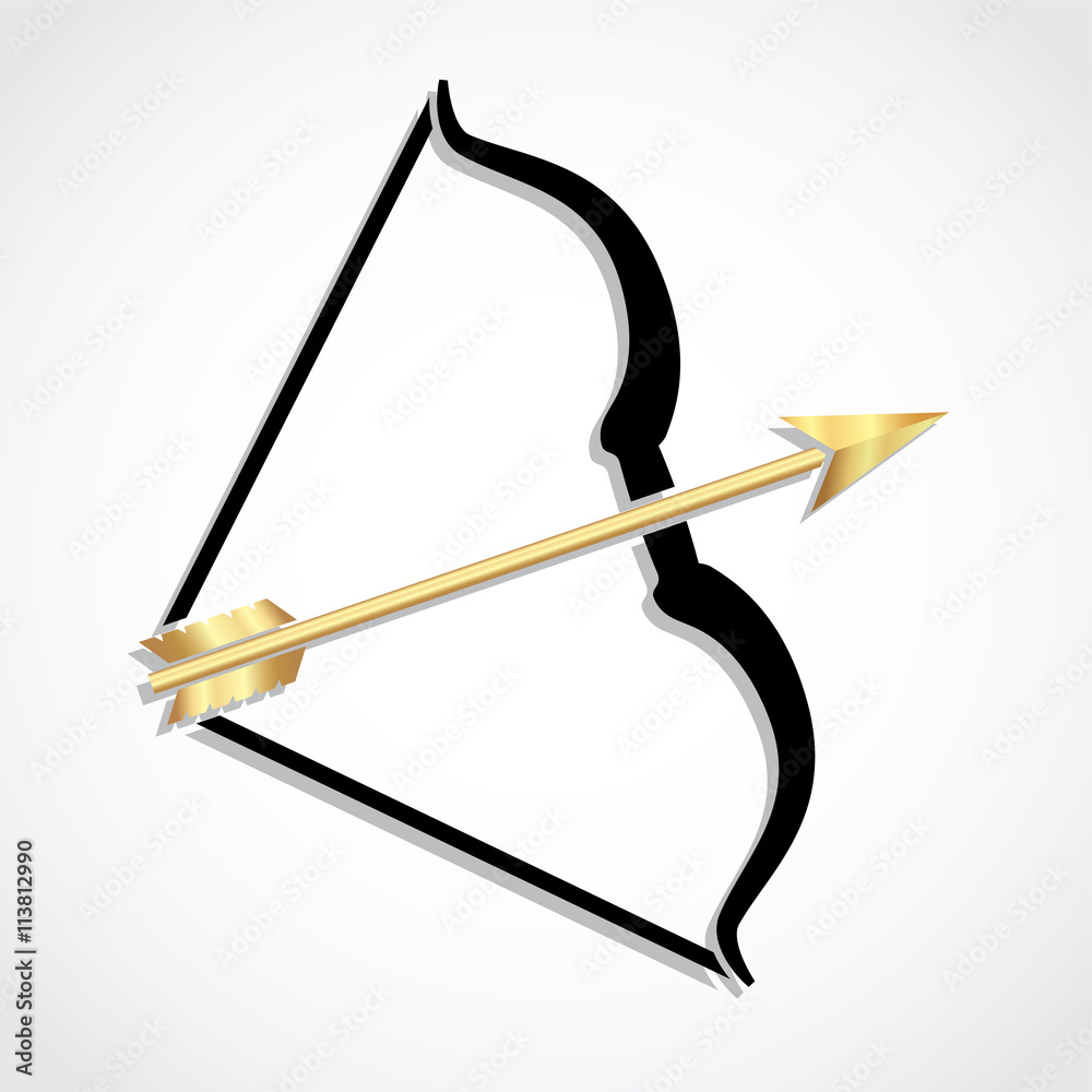 silhouette bow with a golden arrow