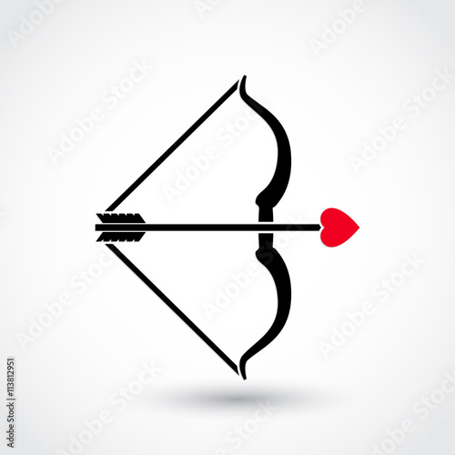 Cupid bow with heart arrow