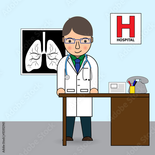 Doctor in a medical office vector