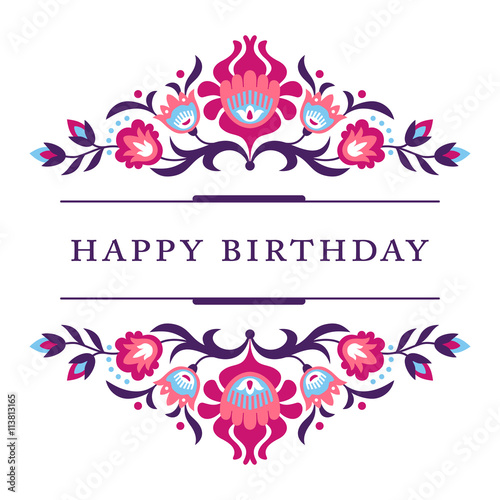 Happy Birthday - folk card